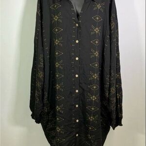 Tanoa Black long sleeve dress with Gold Accents